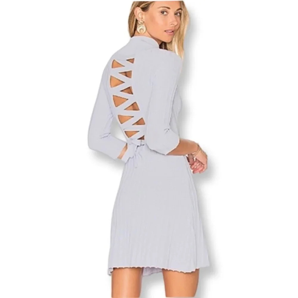 For Love & Lemons x KNITZ NWT Simone Laced Back Sweater Dress Small REVOLVE